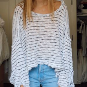 black and white striped free people sweater